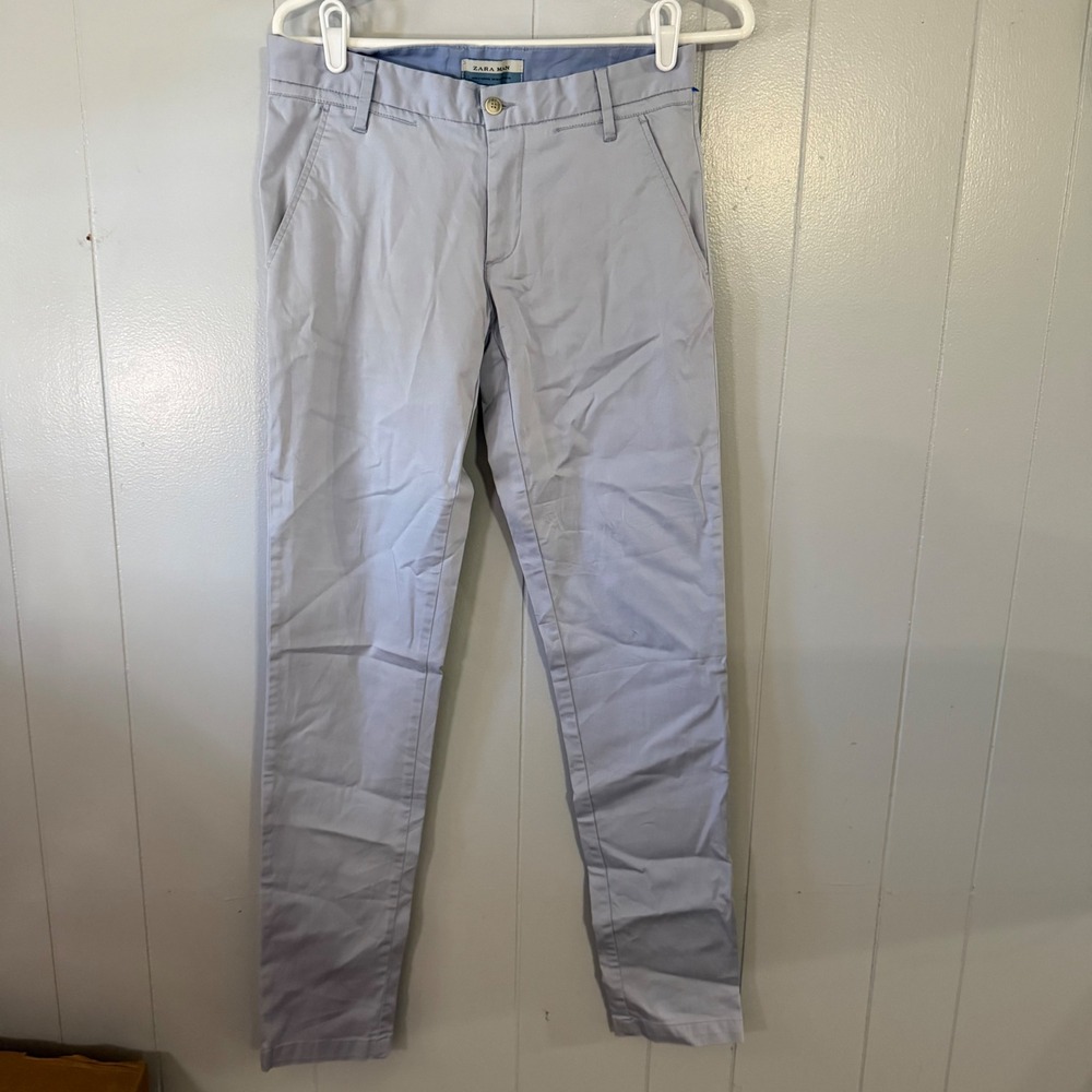 Zara Man Chino Pants Mens 29 Slim Fit‎ Light Blue Tapered Leg Casual EUC